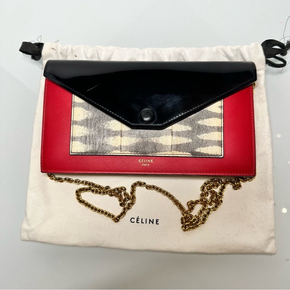 Celine Tricolor Pocket Envelope Wallet on Chain - Picture 8 of 11